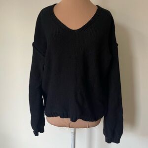 Michael Stars V-Neck Knit Black Chunky Cotton Sweater #SWR003 Size M